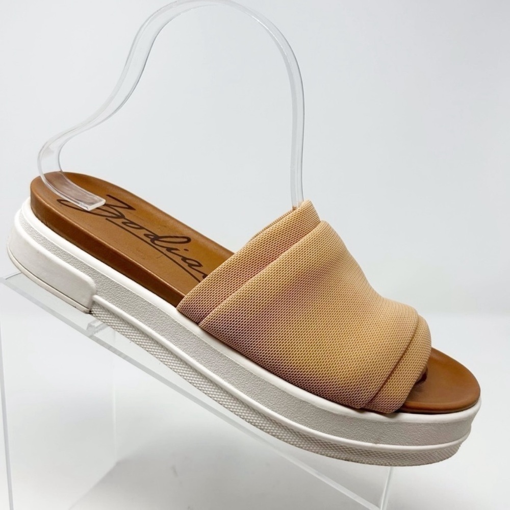 Zodiac Jolie Natural Sand Tan Slide Platform Sandals Size 8 Fabric Stretch